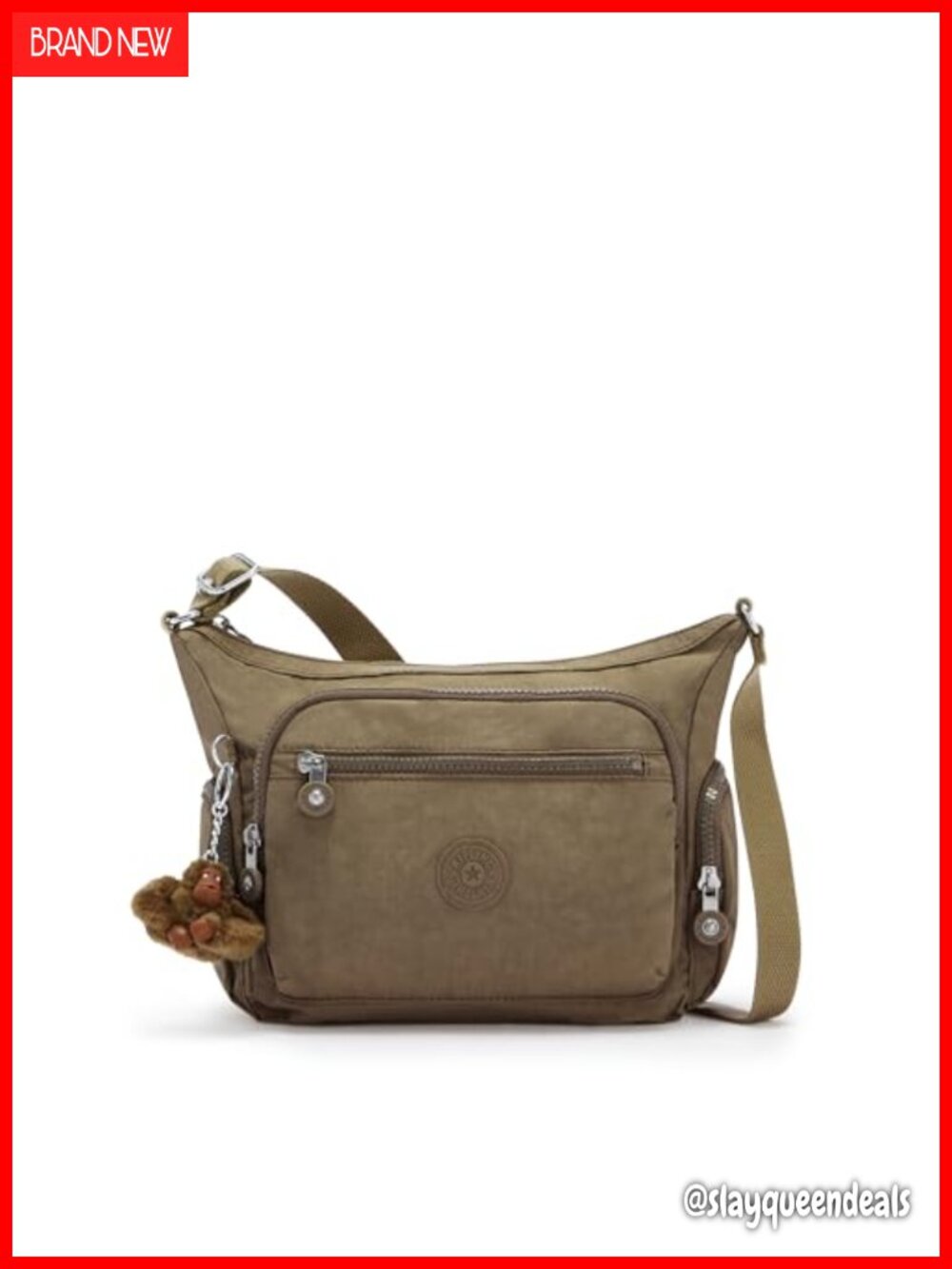 Kipling Gabbie Crossbody Bag Lightweight Nylon Adjustable Strap Zip Pockets